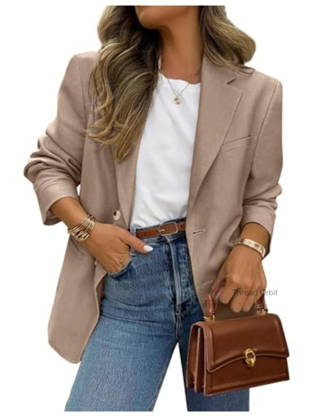 Womens Casual Blazer Long Sleeve Open Front Business Suit Jacket with Pockets
